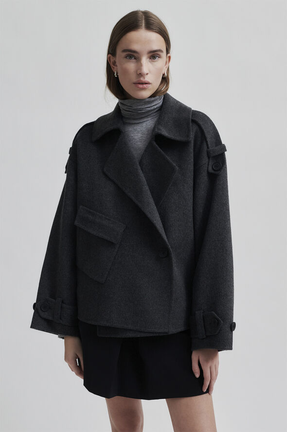 Second Female Walance Wool Short Jacket Dark grey melange
