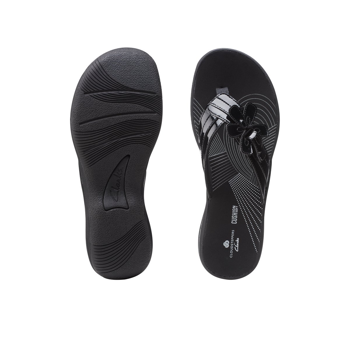 CLARKS-Brinkleyflor-Tongs sandales à talon plat - Talon plat - Noir
