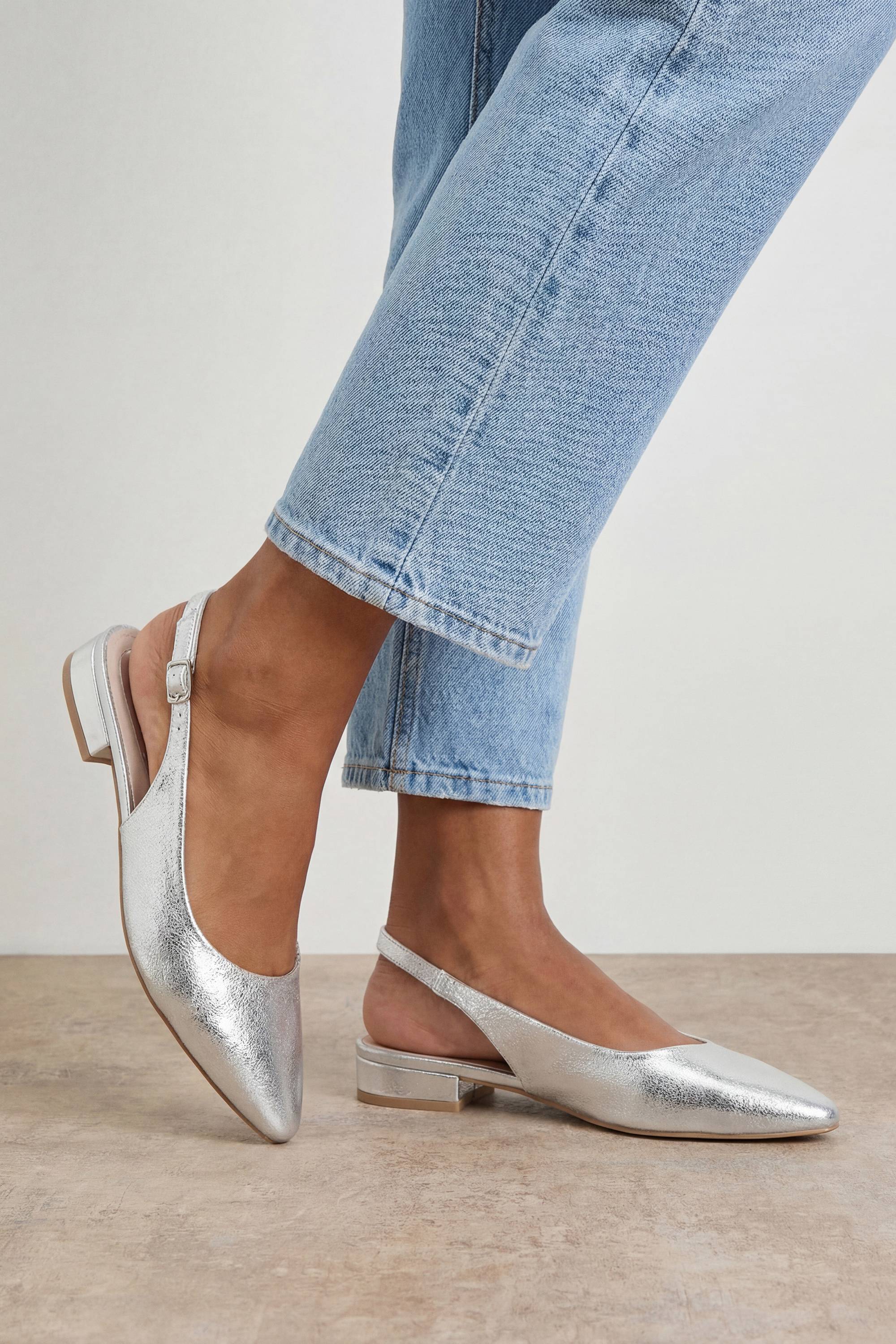 Oasis Chaussures Plates À Bride Arrière Millie En Synthétiquecuir Métallisé