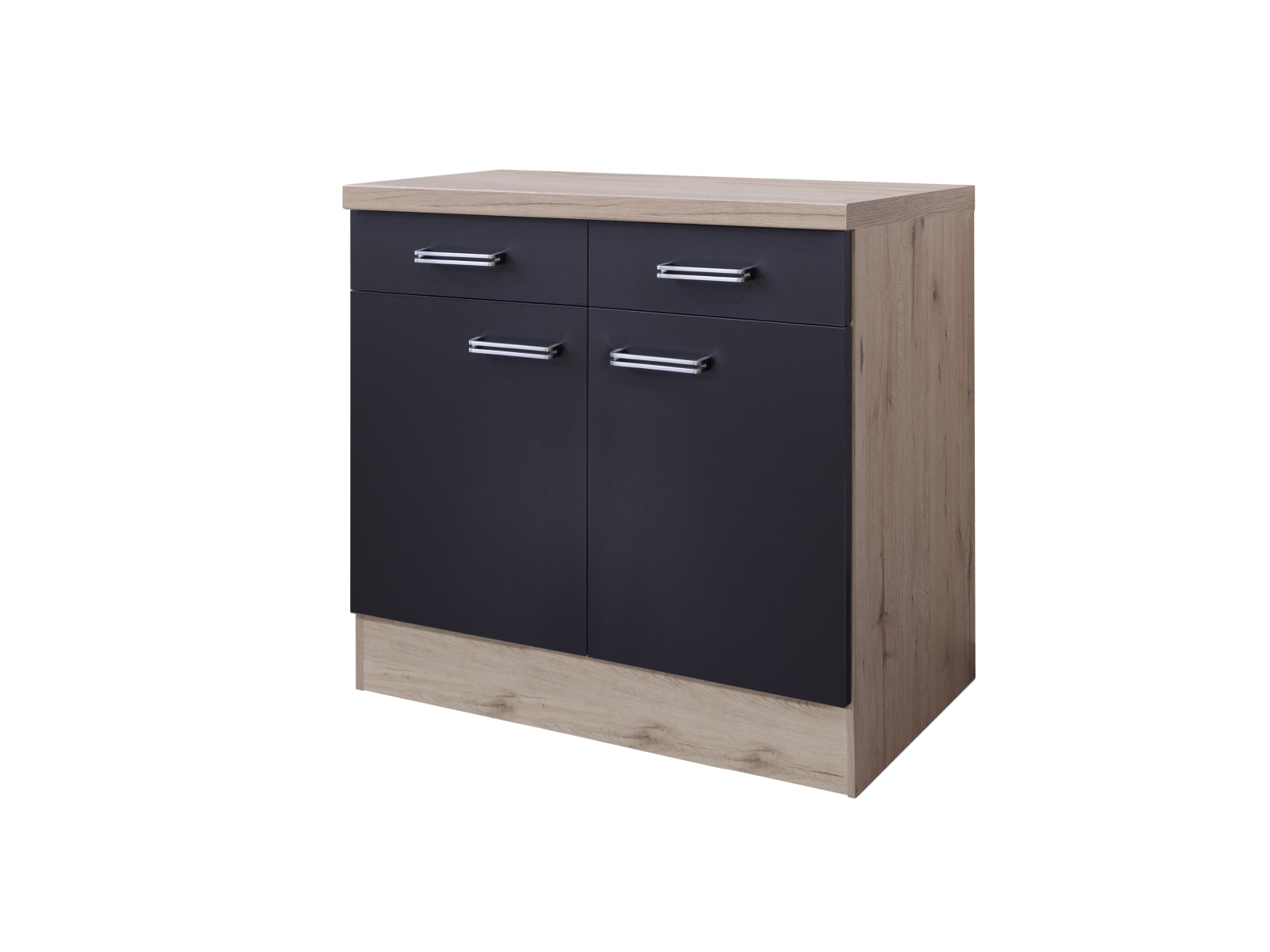 Unterschrank RISENTO - anthrazit - San Remo Eiche - 80 cm