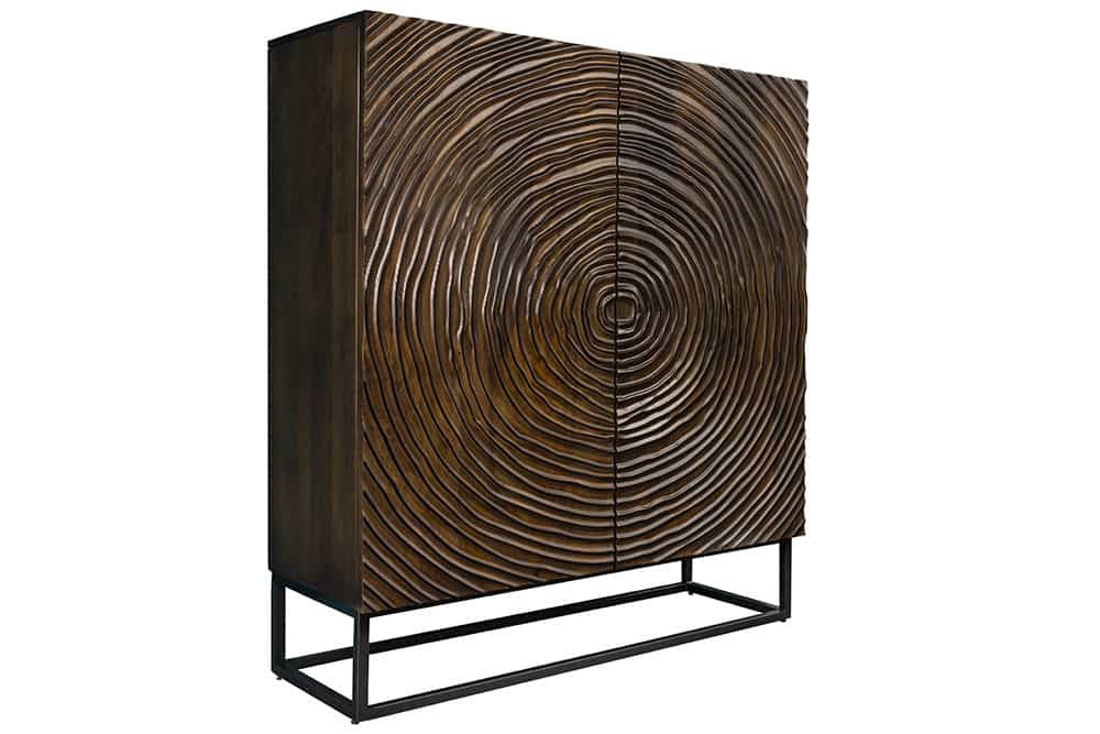 Massivholz Highboard ZEN CIRCLES 120cm dunkelbraun Mangoholz 3D-Design