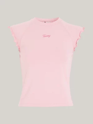Camiseta Slim Fit com Mangas Franzidas e Estampa de Letras