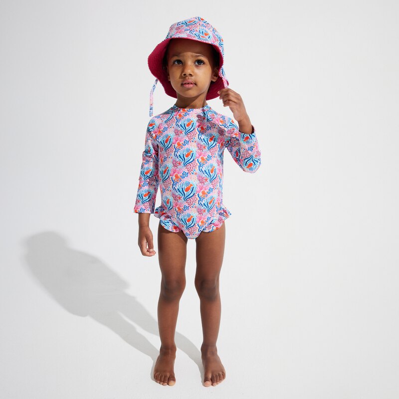 Combinaison anti UV poissons bébé fille Gris ou noir