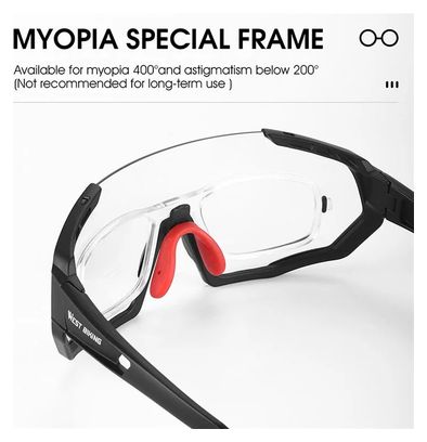 Lunettes de sport photochromiques anti-UV et coupe-vent - noir