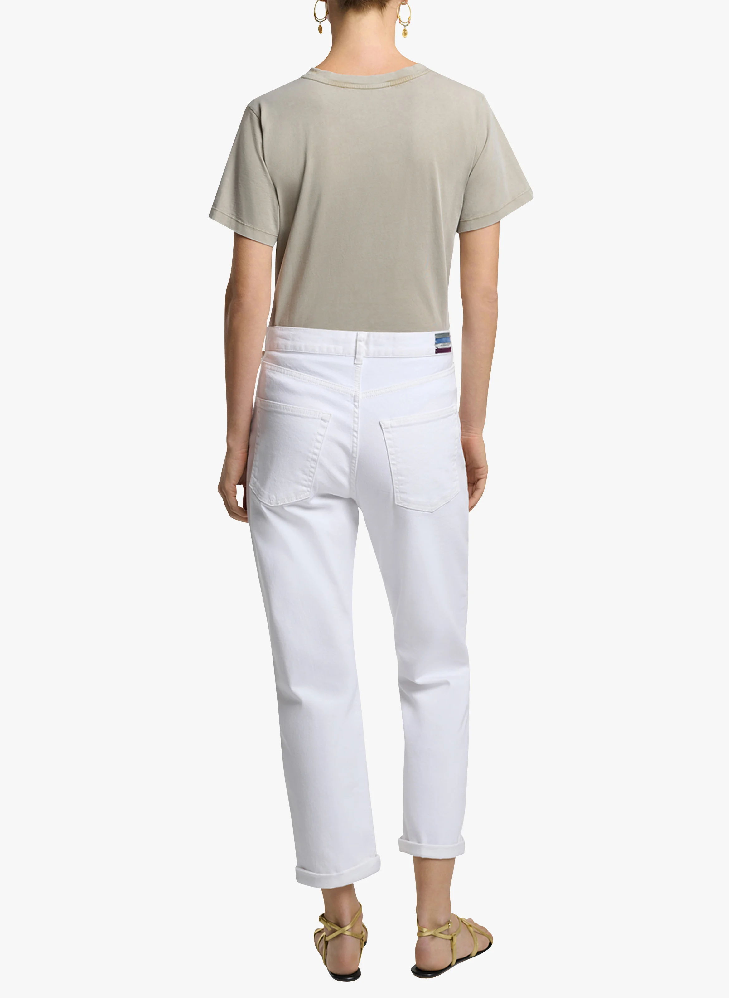 TIMAEL - Pantalon boyfriend en coton | Blanc