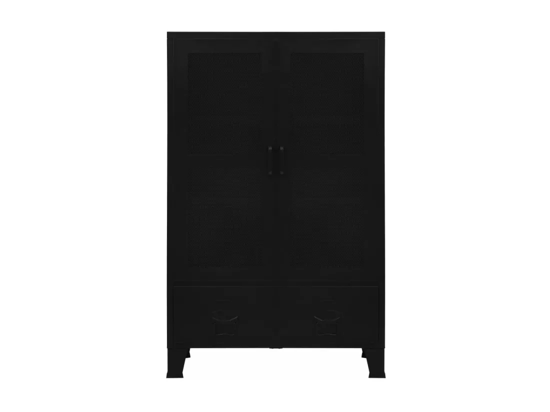 Armoire de bureau avec portes en maille Acier 75x40x120 cm Noir