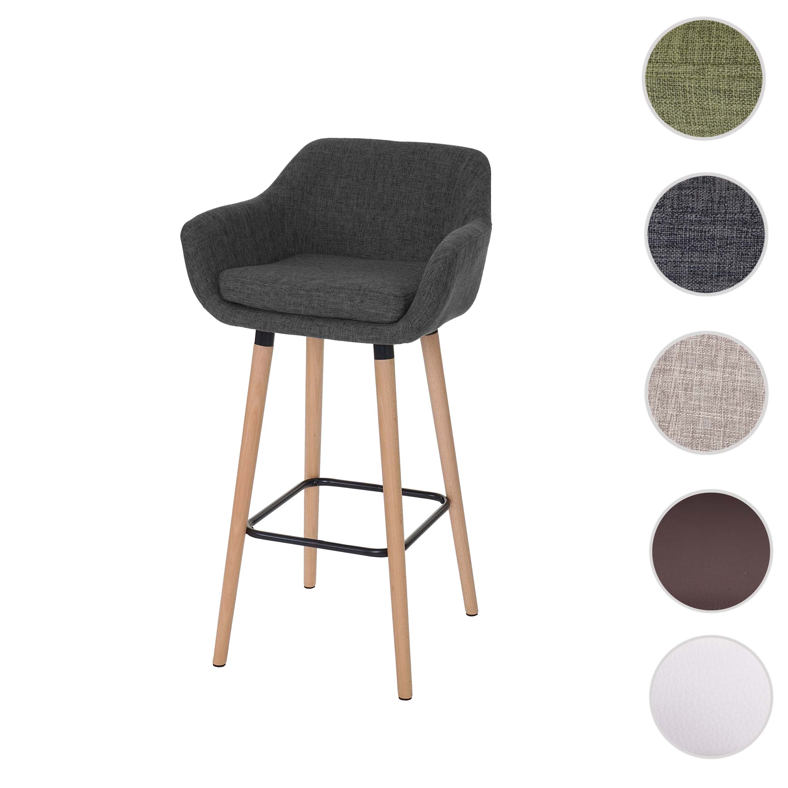 Barhocker Vaasa T381, Barstuhl Tresenhocker MVG-zertifiziert ~ Textil, dunkelgrau
