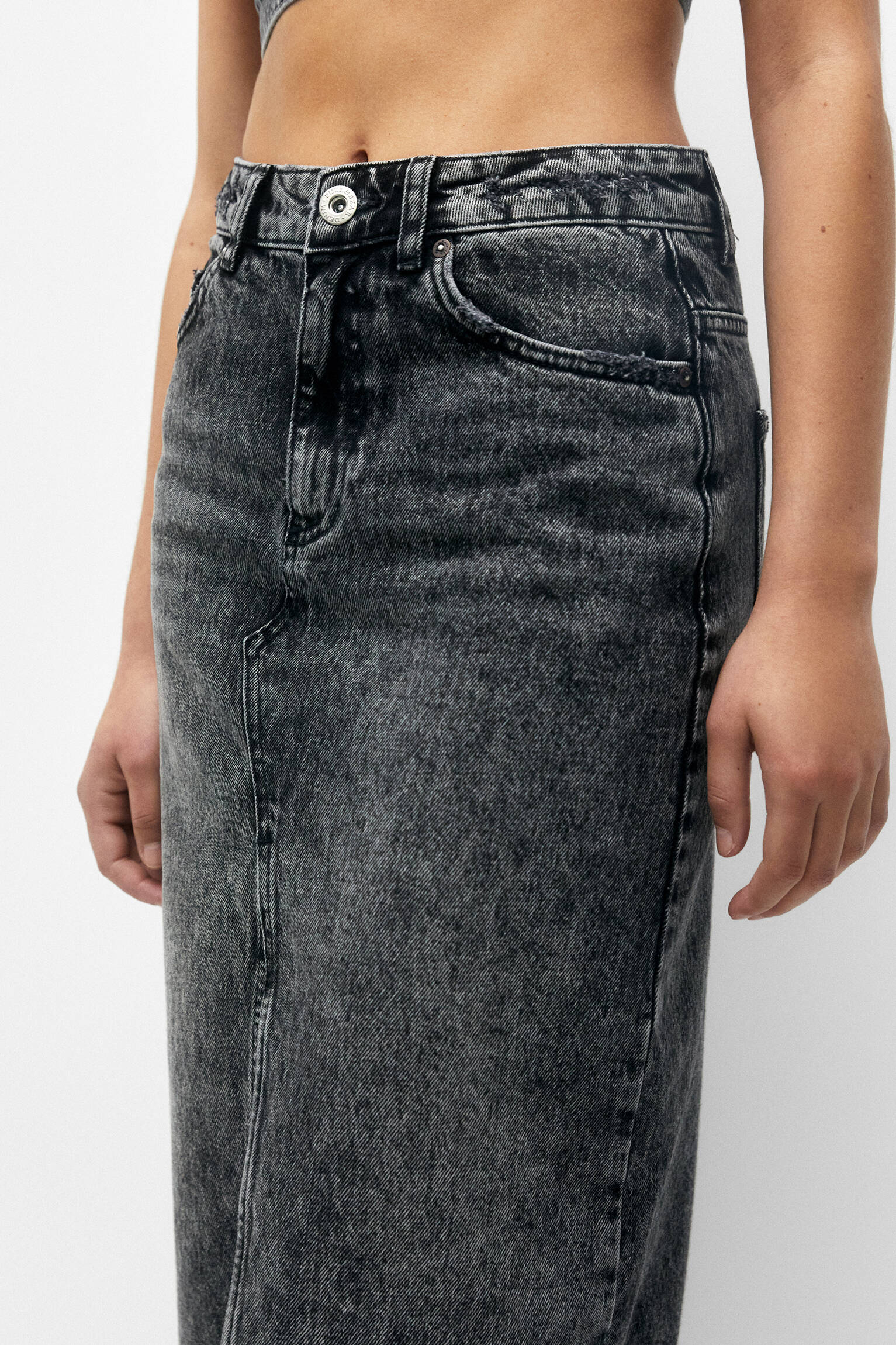 SAIA LONGA JEANS - CINZA