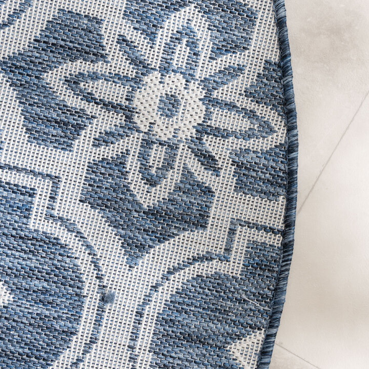 Rond buitenkleed - Rio Flower Blauw