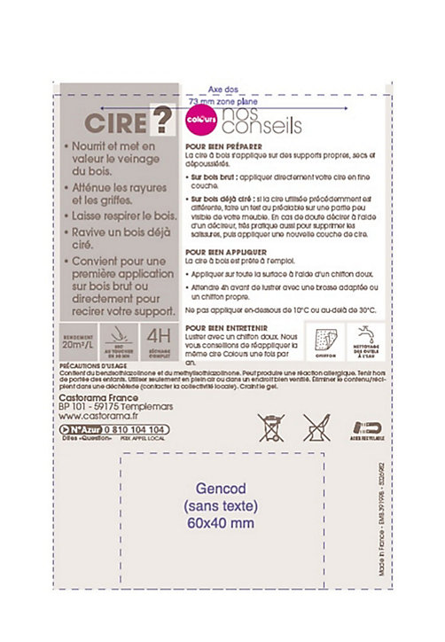 Cire pate merisier bourrit et protège meubles et objets Colours 500 gr