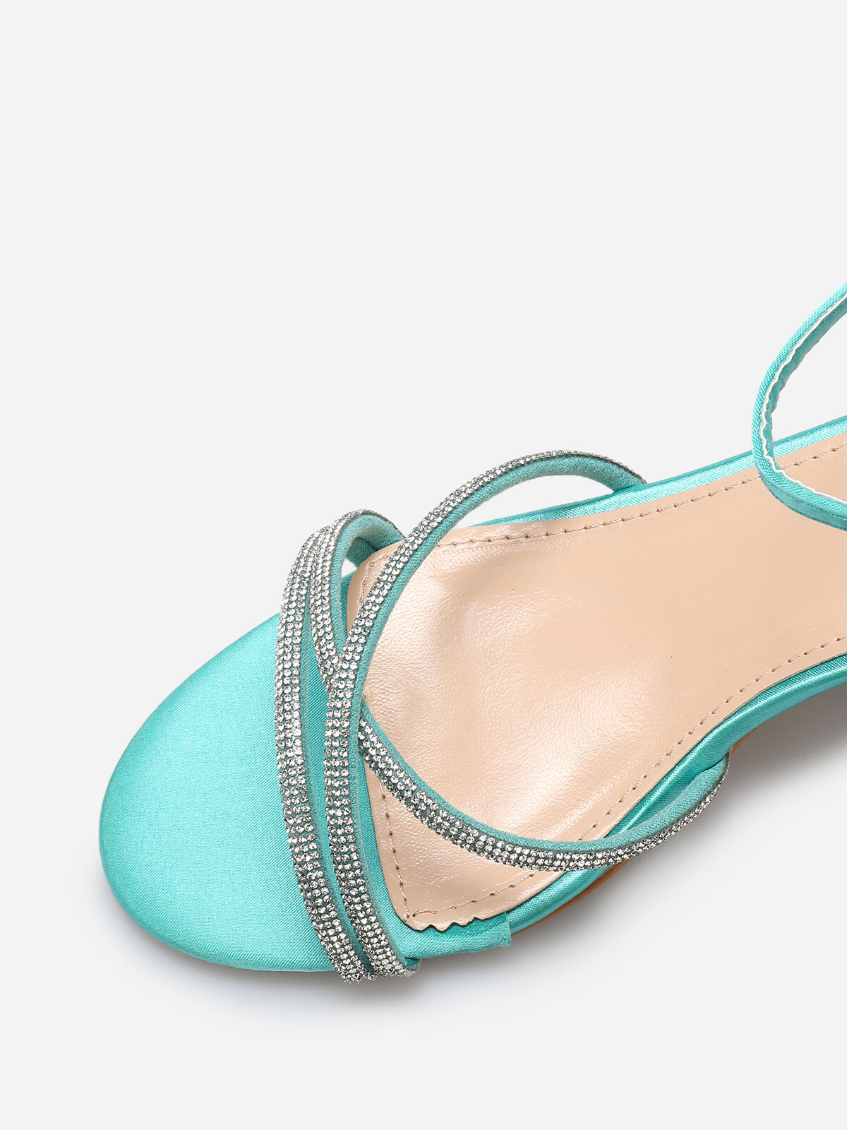 Sandales satinées à strass- Vert clair