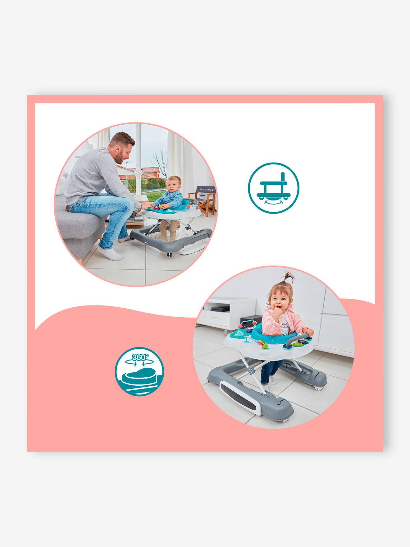 Andador/Cadeira de Passeio 5 em 1 BABYMOOV, Azul Forte com Estampa