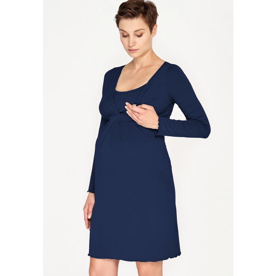 Cool Mama Umstands- und Stillnachthemd 2 in 1 Navy blau