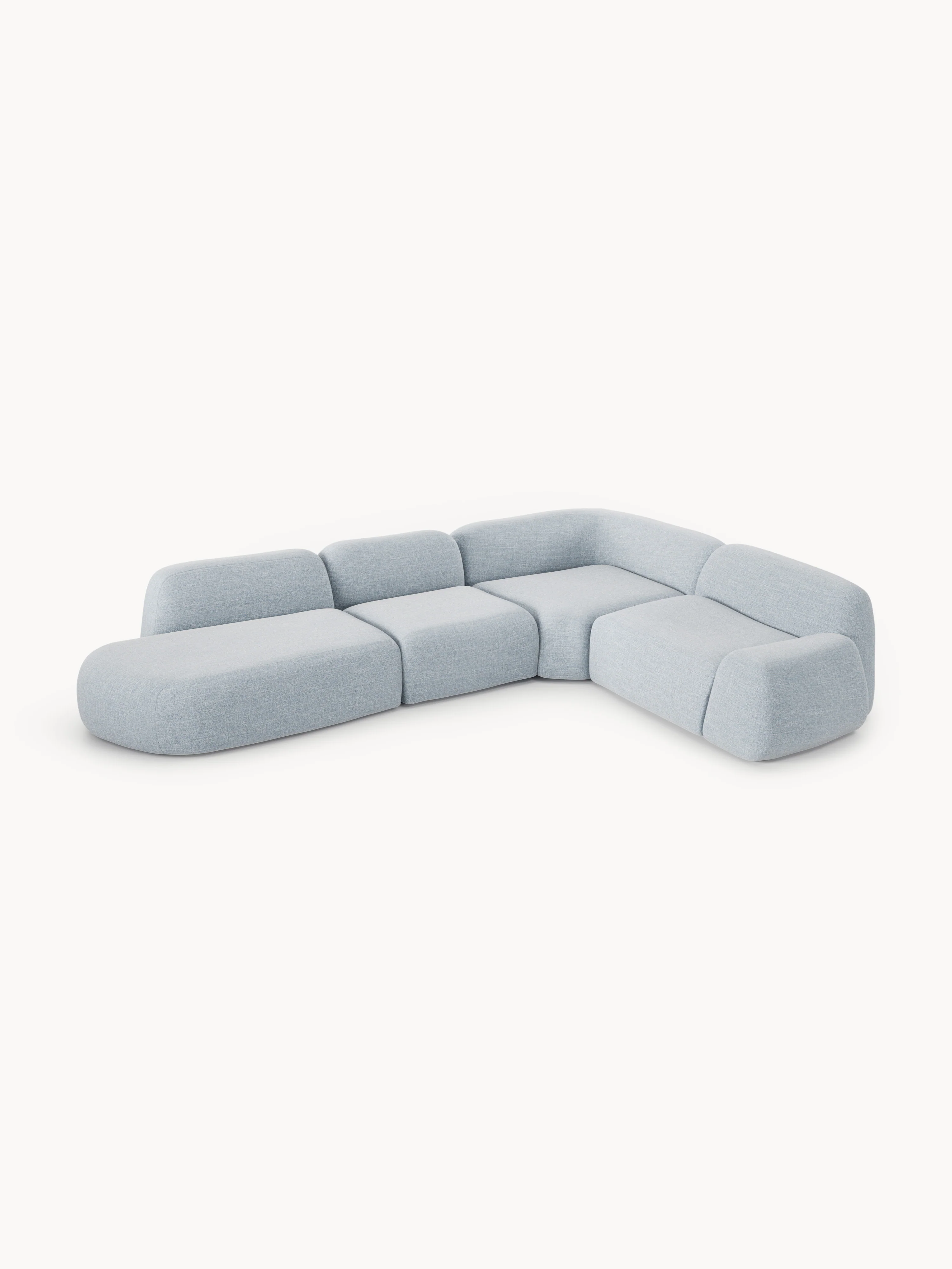 Modulaire bouclé XL hoekbank Wolke met chaise longue