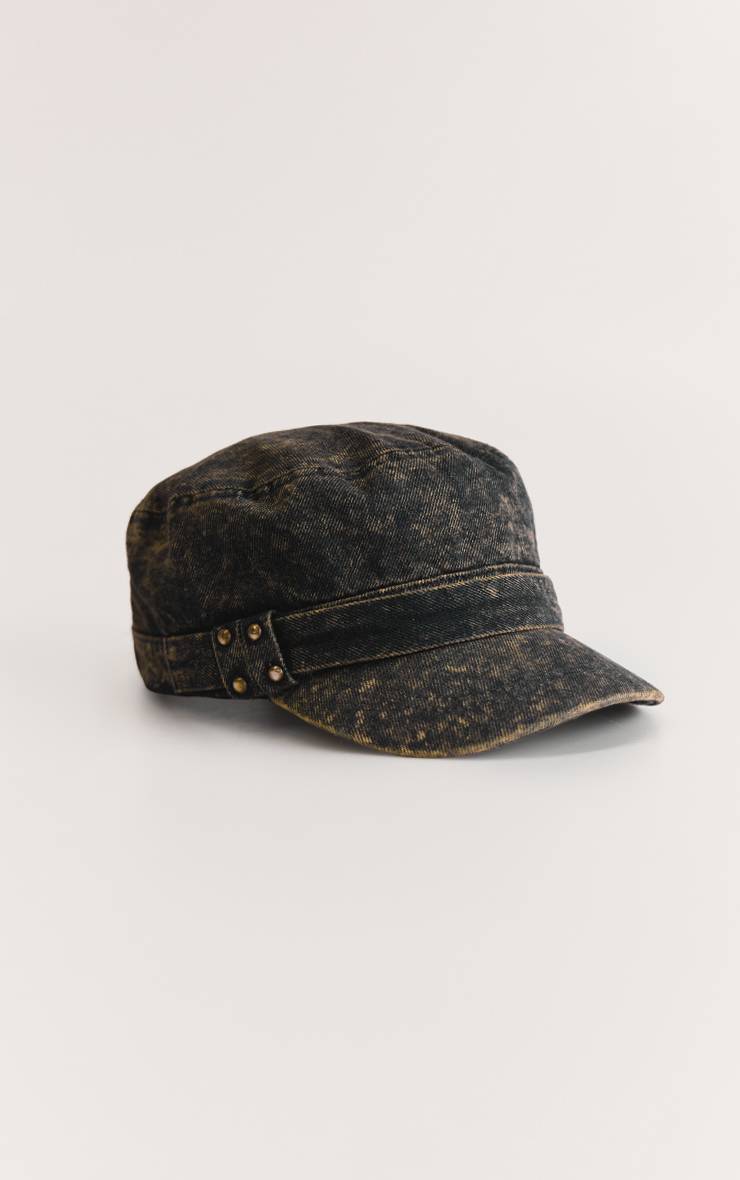 Bleu Casquette Militaire En Denim Délavé