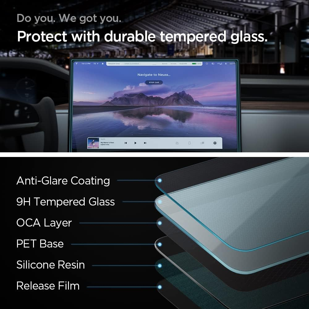 Tesla Model S / Model X (2021/2022) Clear Glas Tr EZ Fit Auto Panzer Glas   Montagerahmen (AGL04688) - Schwarz