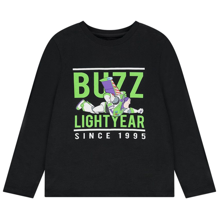 T-shirt manches longues en jersey print Buzz l'éclair Pixar pour garçon - Gris foncé