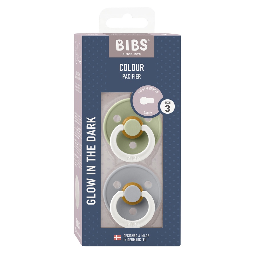 BIBS Pacifier Colour Latex Sage Glow/Cloud Glow Size 3 2pcs