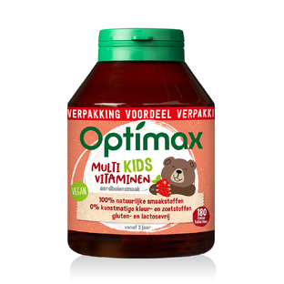 Optimax Multivitaminen Kids Aardbei Kauwtabletten 180TB