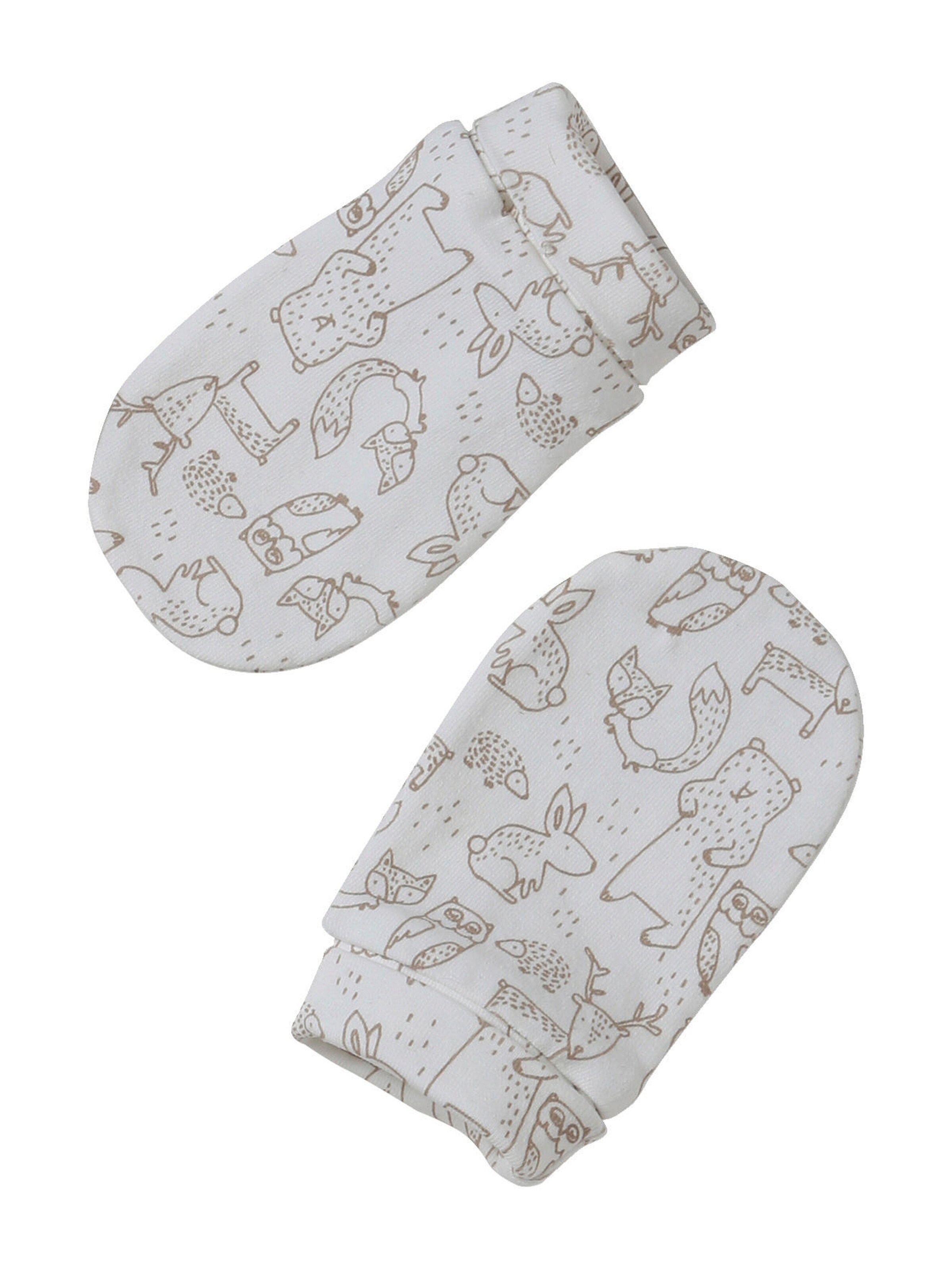 Vertbaudet Baby-Set aus Jersey: Mütze, Fäustlinge & Halstuch in Beutel taupe