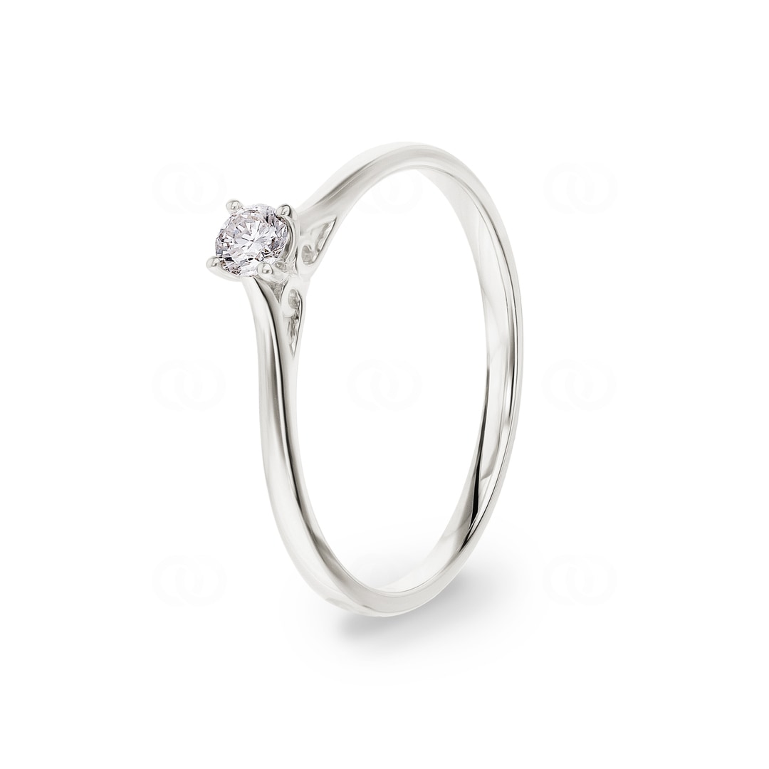 Solitärring 750/18 K Weissgold mit Diamant 0.12ct H/Si