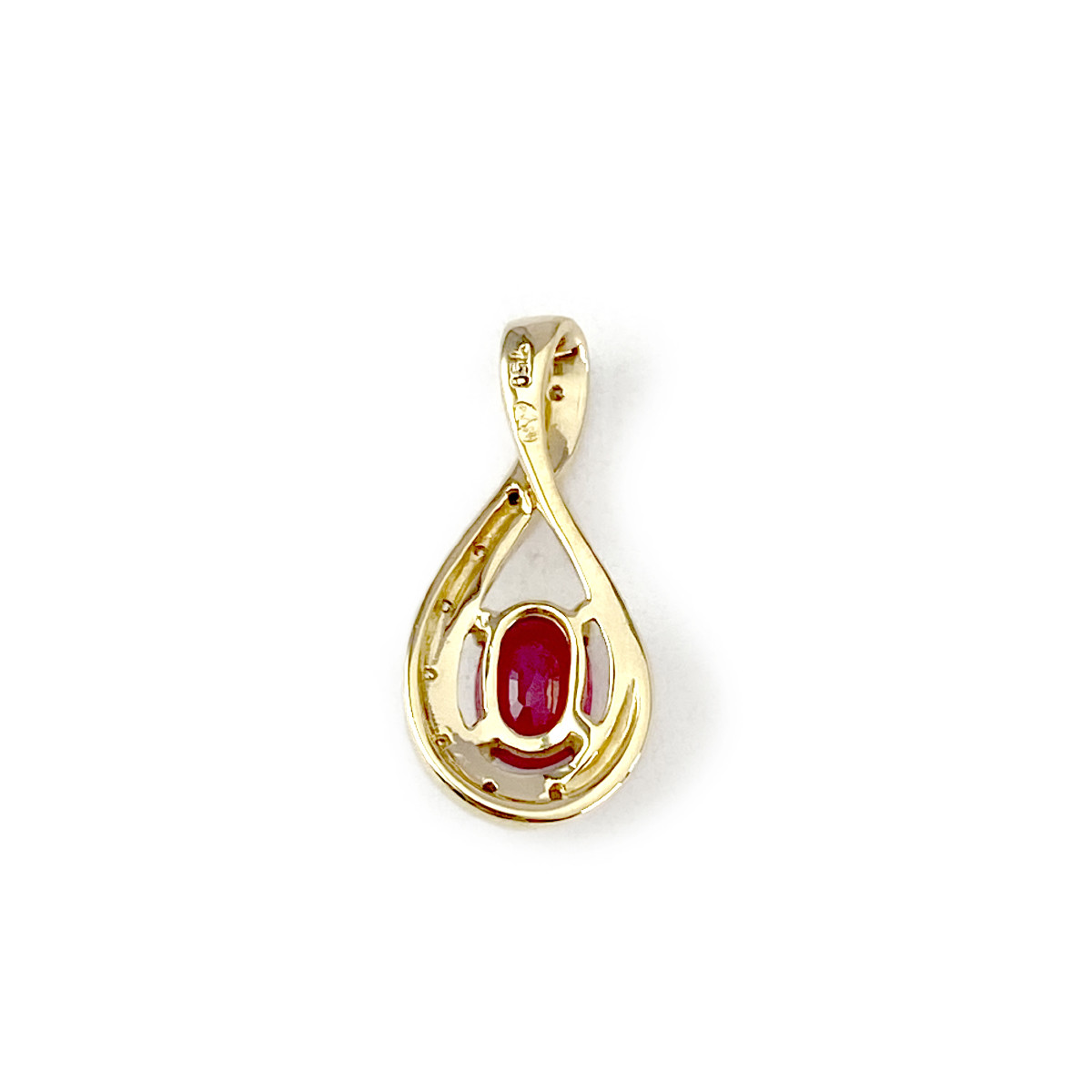 Pendentif d'occasion or 750 2 tons diamants rubis