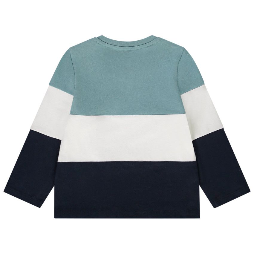 T-shirt manches longues style colorblock print fantaisie pour bébé garçon - Bleu marine