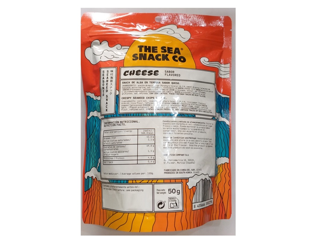 SNACK ALGA THE SEA SNACK CO QUEIJO 50G