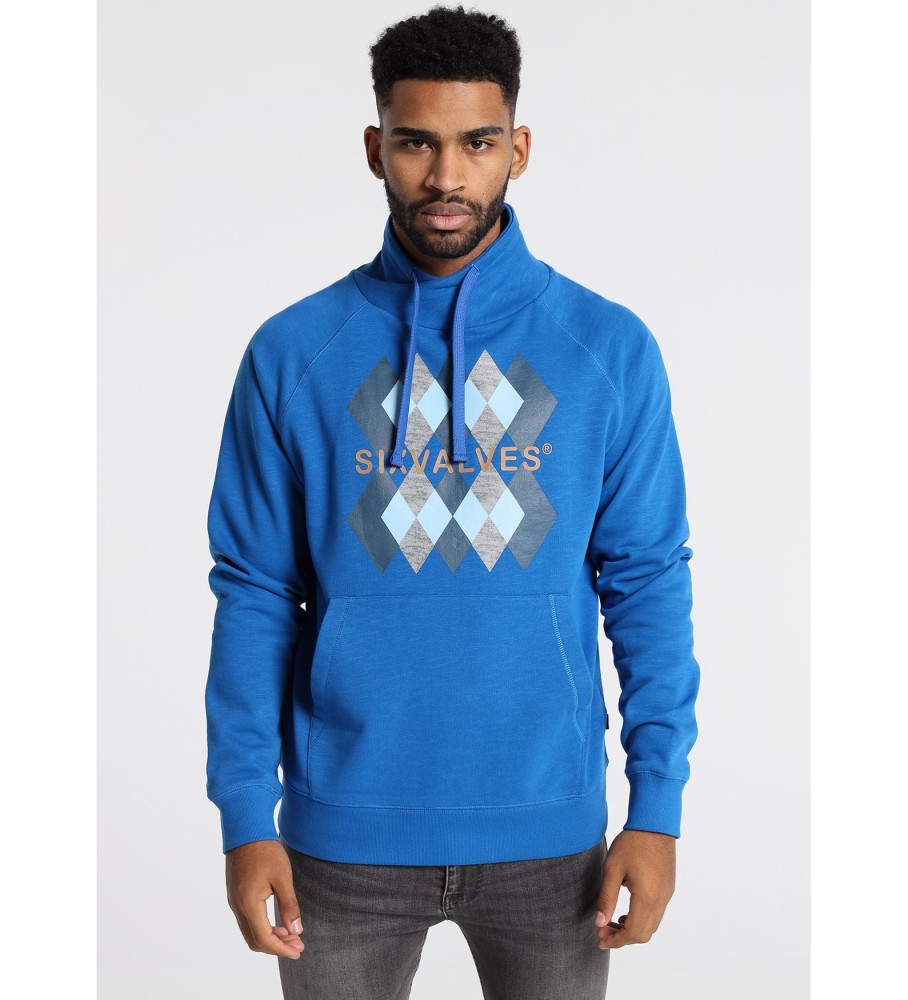 Moletom Six Valves Royal Blue Graphic Cross Neck