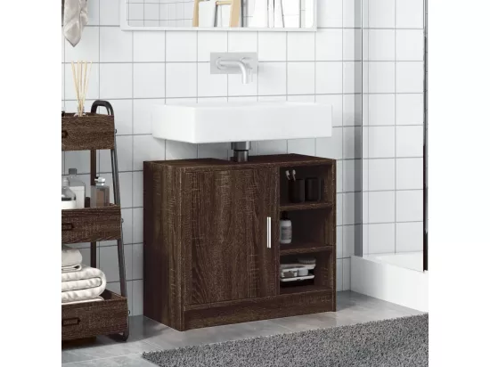 Armoire d'évier chêne marron 63x29x55 cm bois d'ingénierie