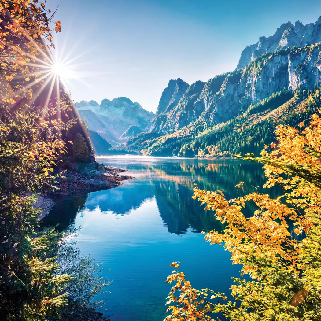 Glasbild 50 x 50 cm Vorderer Gosausee