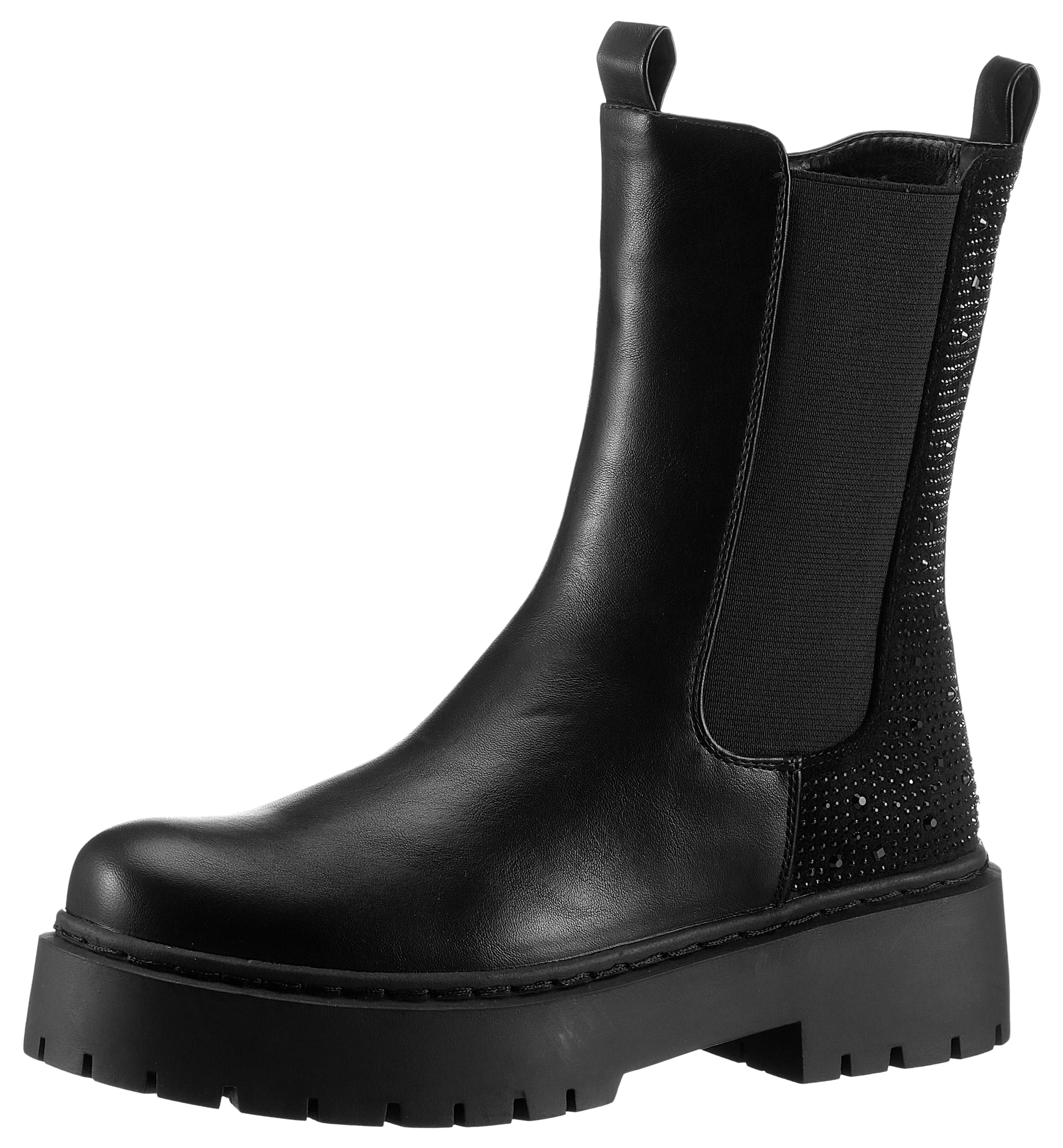 Aniston SHOES Chelseaboots  Schlupfboots, Plateaustiefelette, mit Glitzersteine - NEUE KOLLEKTION