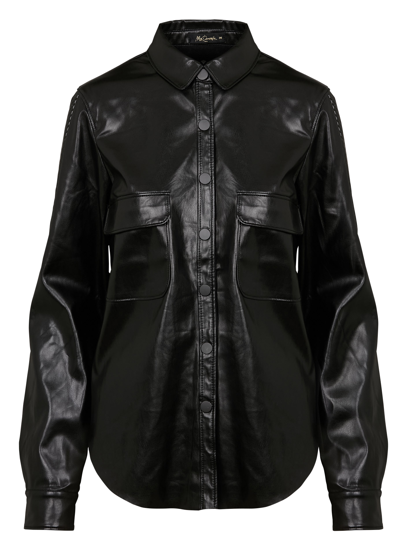 LAM - Veste droite effet cuir| Noir