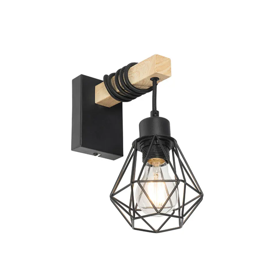 Qazqa wandlampen chon zwart e27