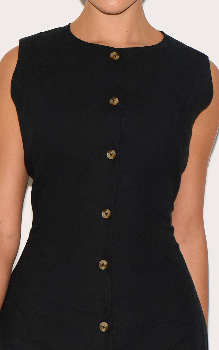 Noir Robe Moulante À Carreaux Col Bateau Et Boutonnage