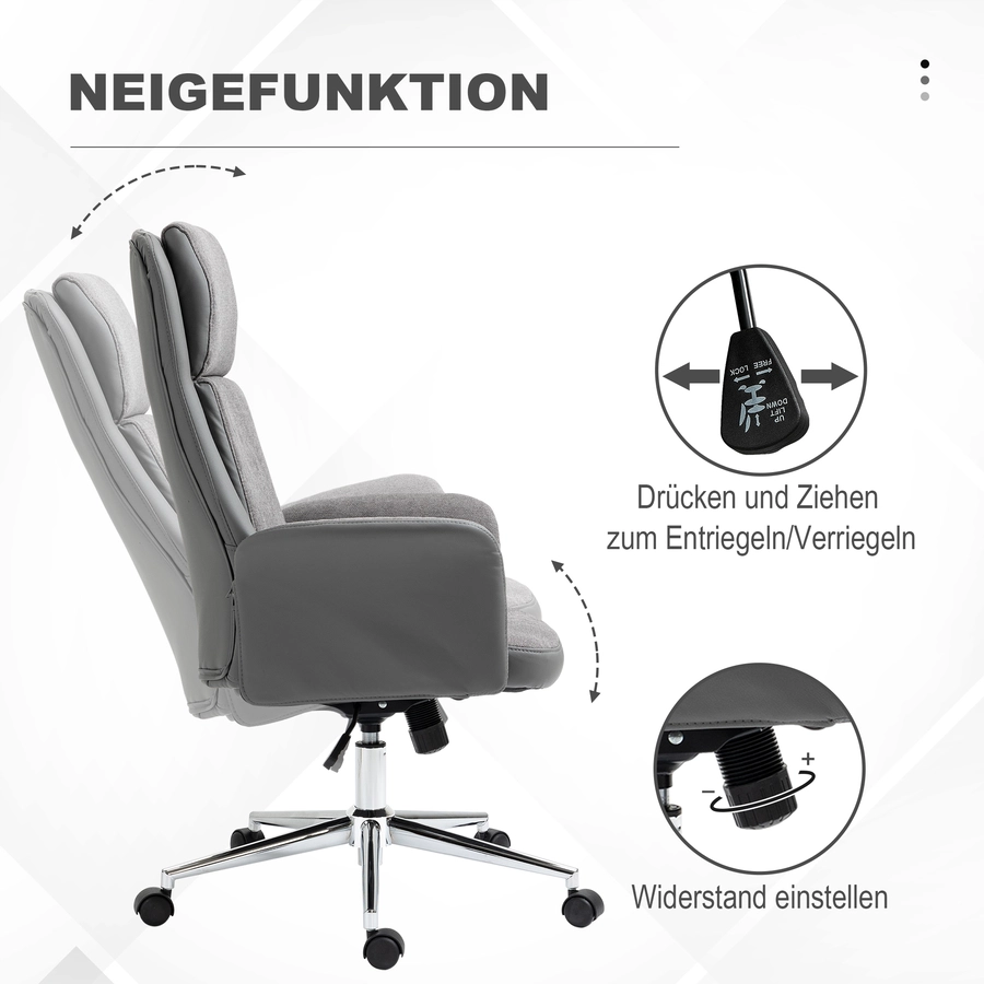 Vinsetto Bürostuhl mit Wippfunktion grau
