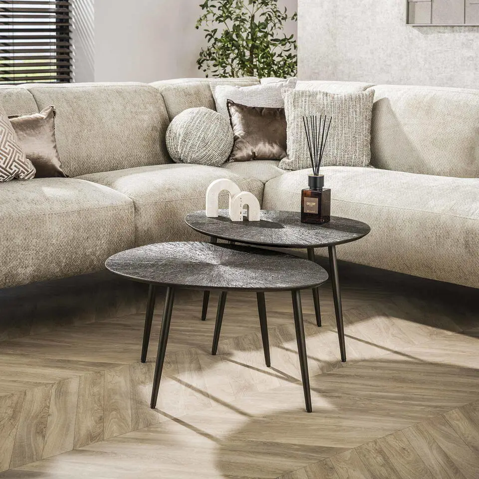 Salontafel Brons Metaal - Set Van 2 - 76x61x43cm - Ray