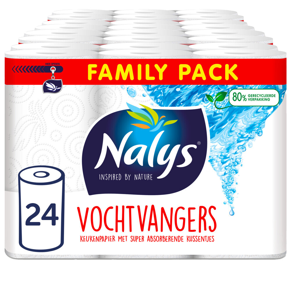 4x Nalys Keukenpapier in 80% Recycled Folie 6 stuks