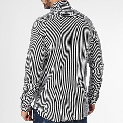 Chemise Manches Longues A Rayures 1985 0678 Blanc Bleu Marine