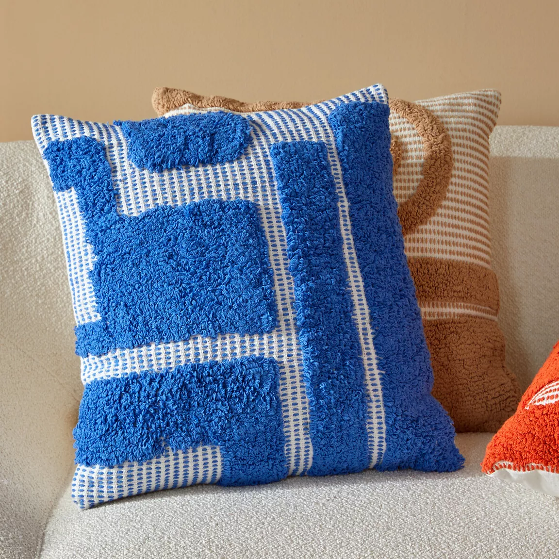 Coussin carré coton (50 x 50 cm) Poppy Bleu