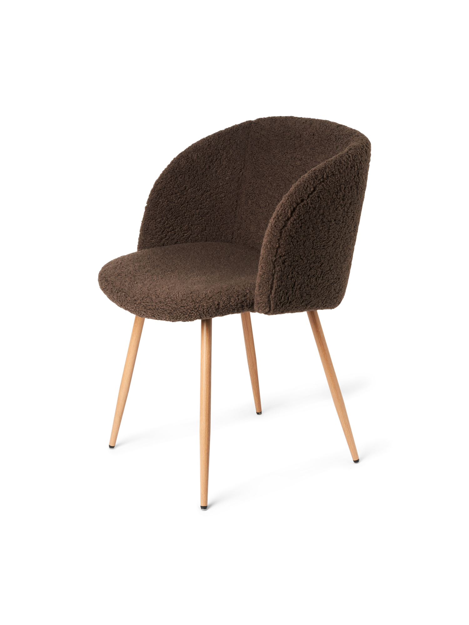 Stol i teddystof | Polyester/polyurethan/stål. 54 x 47 x 81 cm. | Dark Brown