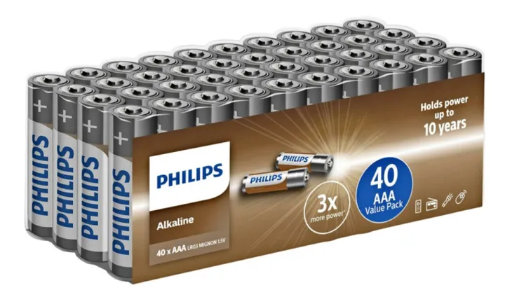 Philips Alkaline AAA Batterier - 40-pak