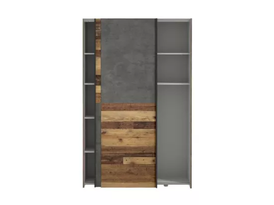 Armoire de chambre multifonctions - Panneaux de particules - Bois et beton gris - 2 portes - Campagne - L 120 x P 41,6 x H 190,5