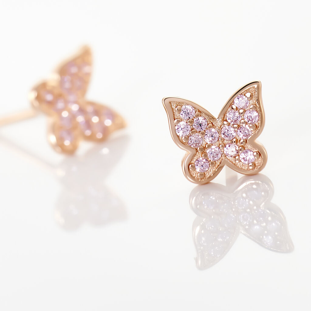 Boucles D'oreilles Puces Anne-lise Argent Rose Oxyde De Zirconium