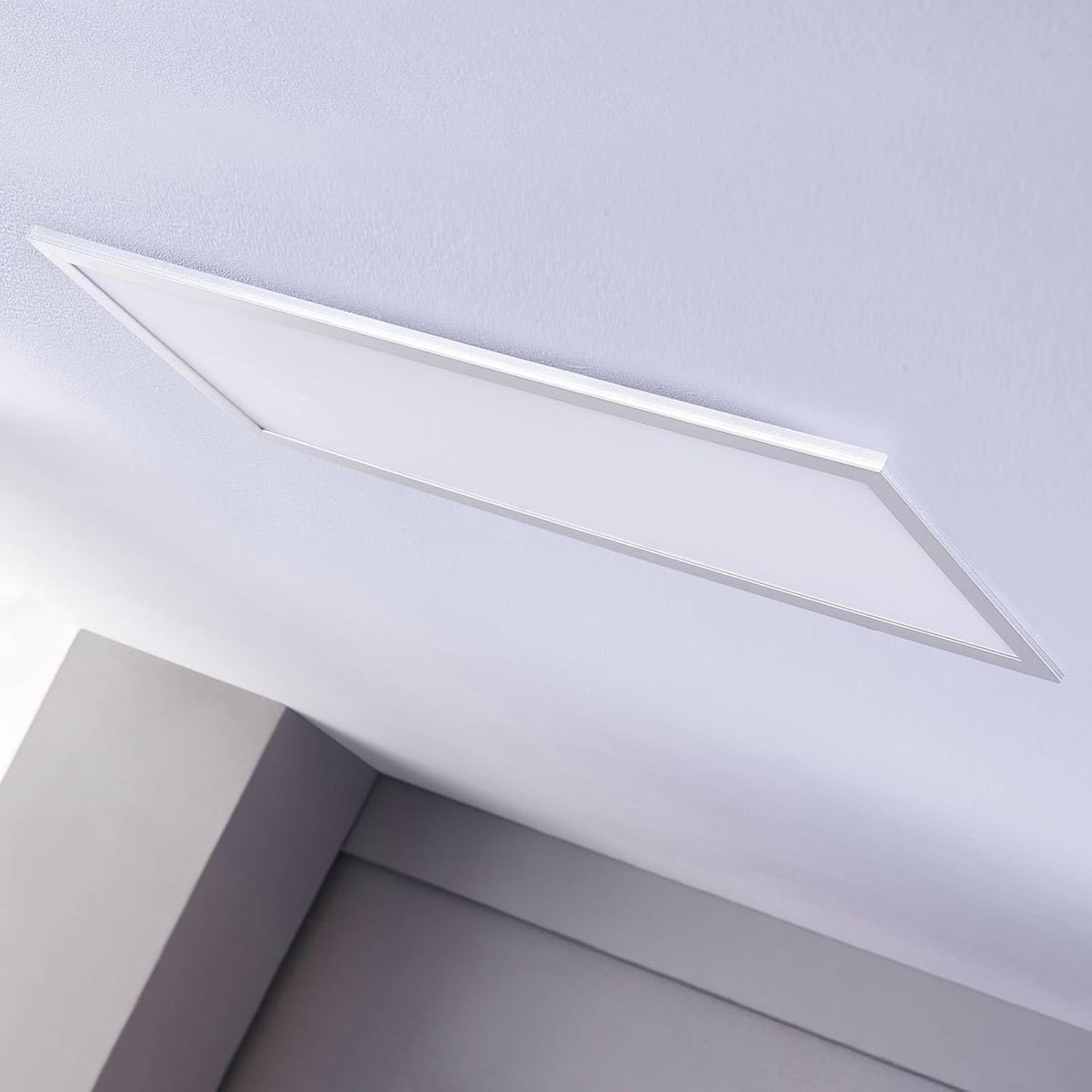 Lindby LED Panel Livel dimmbar mit Leselampe (Modern) in Alu (1 flammig,) - Bürolampe Deckenlampe Deckenleuchte Lampe Küchenleuchte