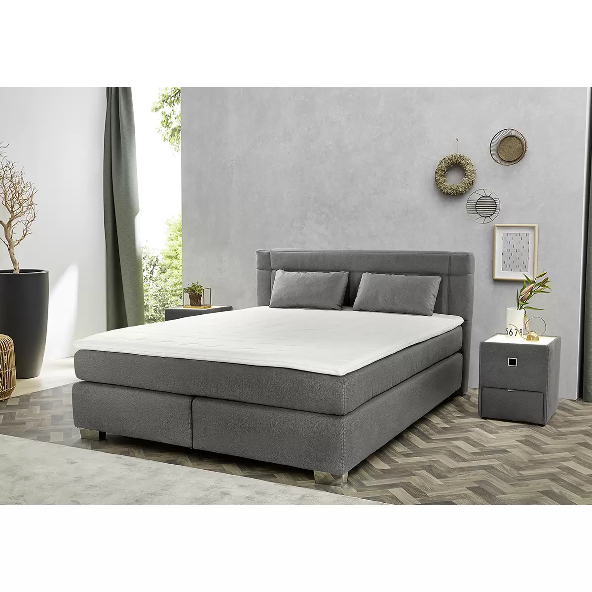 Boxspringbett Recife Max 180x200 Grau