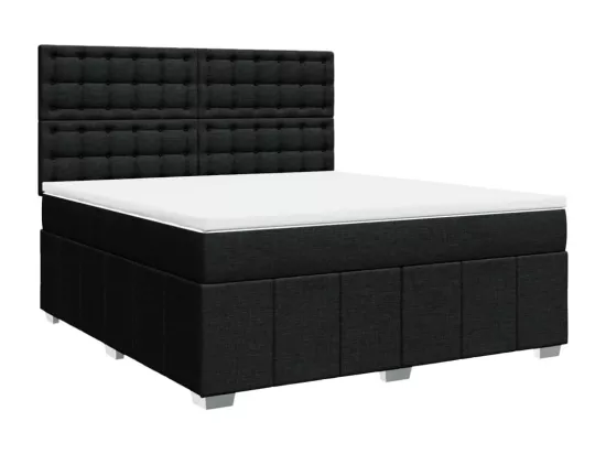 Sommier à lattes de lit avec matelas Noir 180x200 cm Tissu