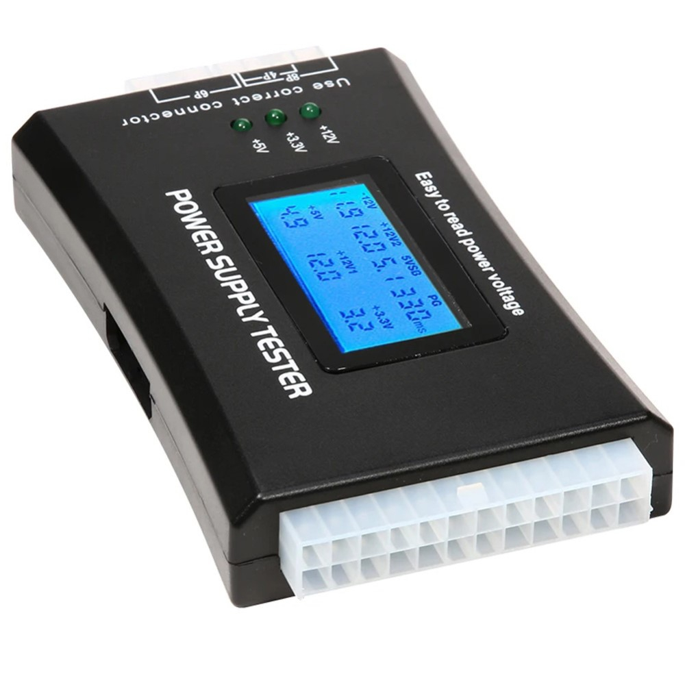 Digitaler PC Netzteil Spannungstester   LCD Display mit 20/24-pol. für ATX / mATX / mini-ATX / ITX (inkl. Warnsignal)