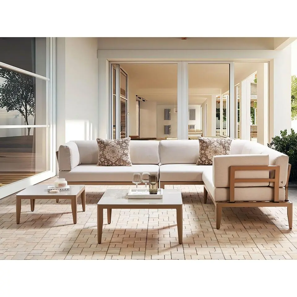 RIMA III - Loungeset voor 6 - Lichtbeige - Aluminium