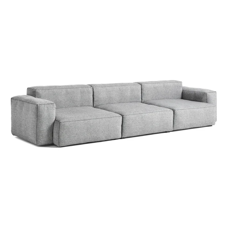 HAY - Mags Soft Sofa 3-Sitzer, Kombination 1, Armlehne niedrig, hellgrau (Hallingdal 130) / Nähte: dunkelgrau (EU)